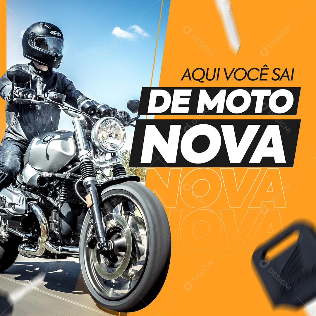 Post Concessionária Aqui Você Sai De Moto Nova Social Media PSD Editável