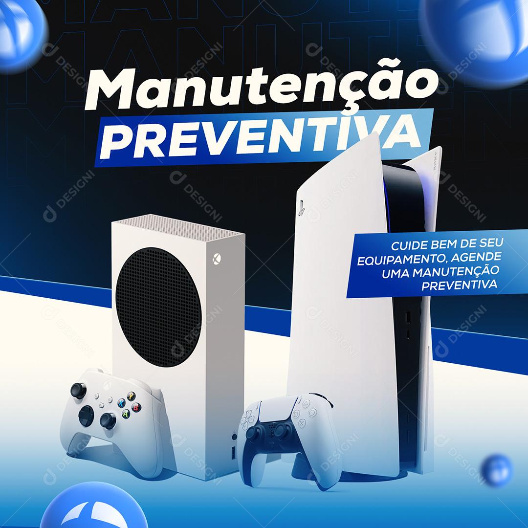 Post Videogame Manutenção Preventiva Social Media PSD Editável