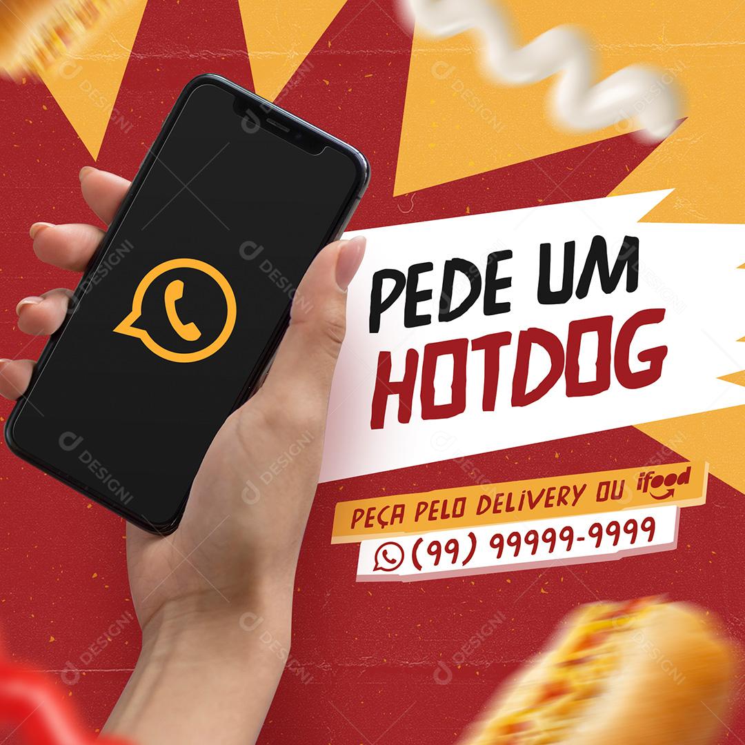 Post Hotdog Delivery Social Media PSD Editável