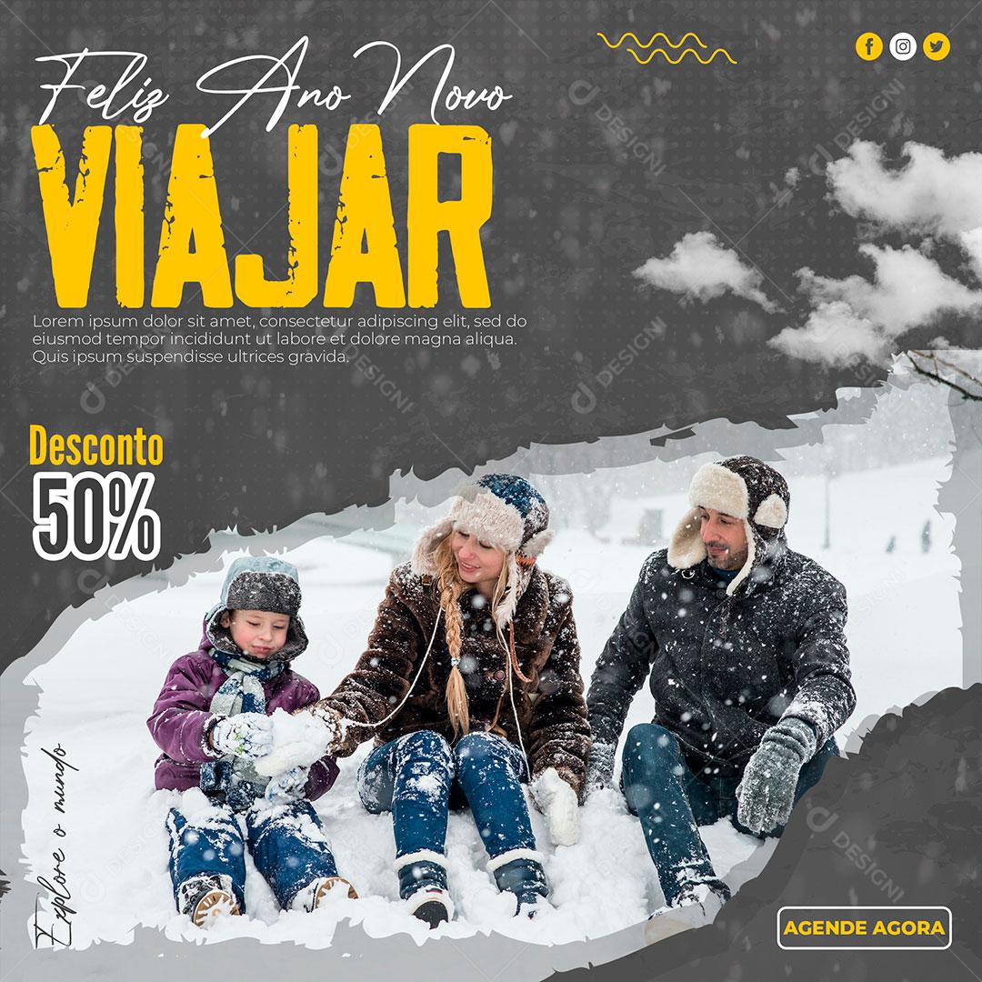 Social Media Viagem Feliz Ano Novo Viajar PSD Editável