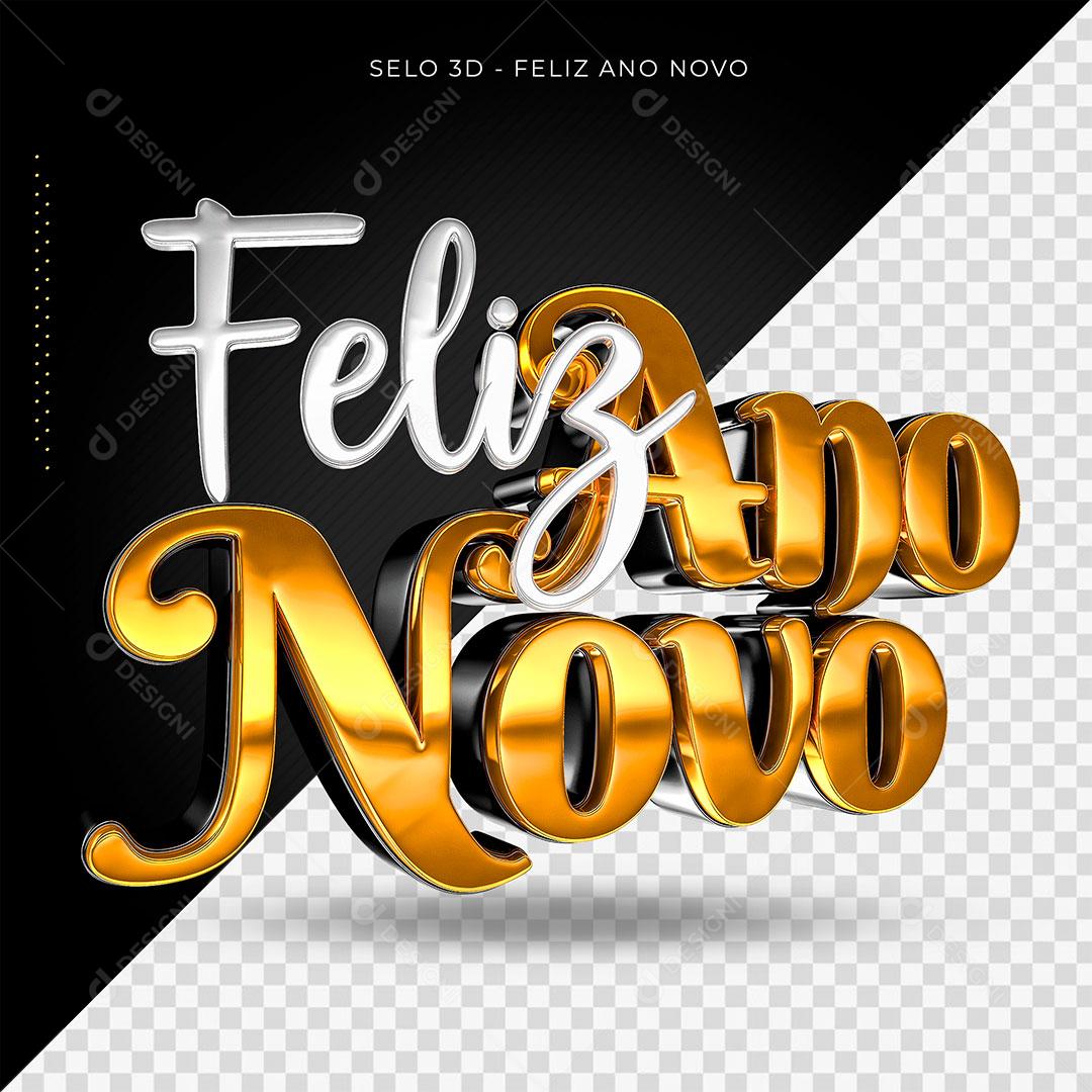 Feliz Ano Novo Texto 3D Para Composição PSD