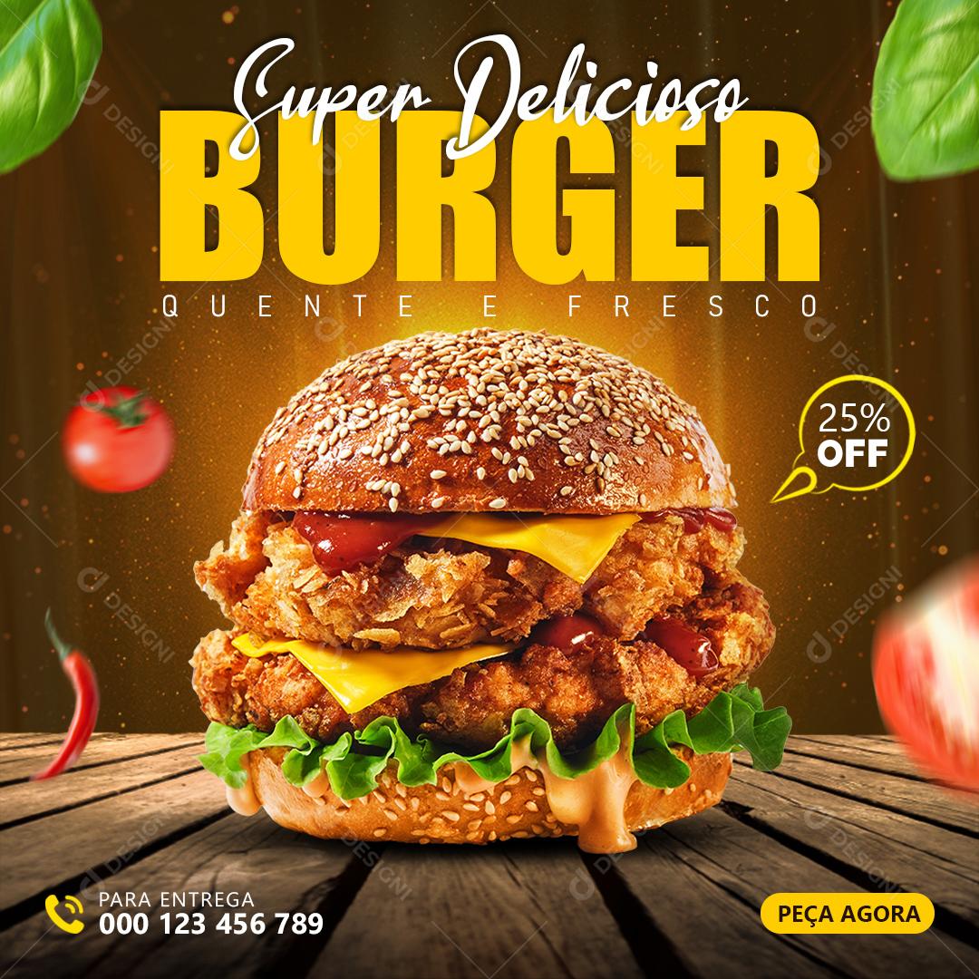 Hamburgueria Social Media Super Delicioso Burgue 25% PSD Editável