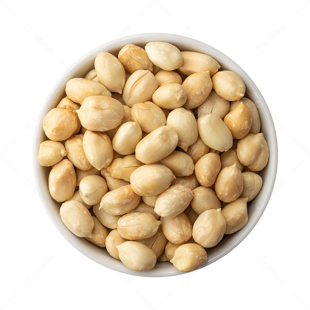 Amendoim Descascado Em Uma Tigela Isolado Sobre Fundo Branco Imagem JPG
