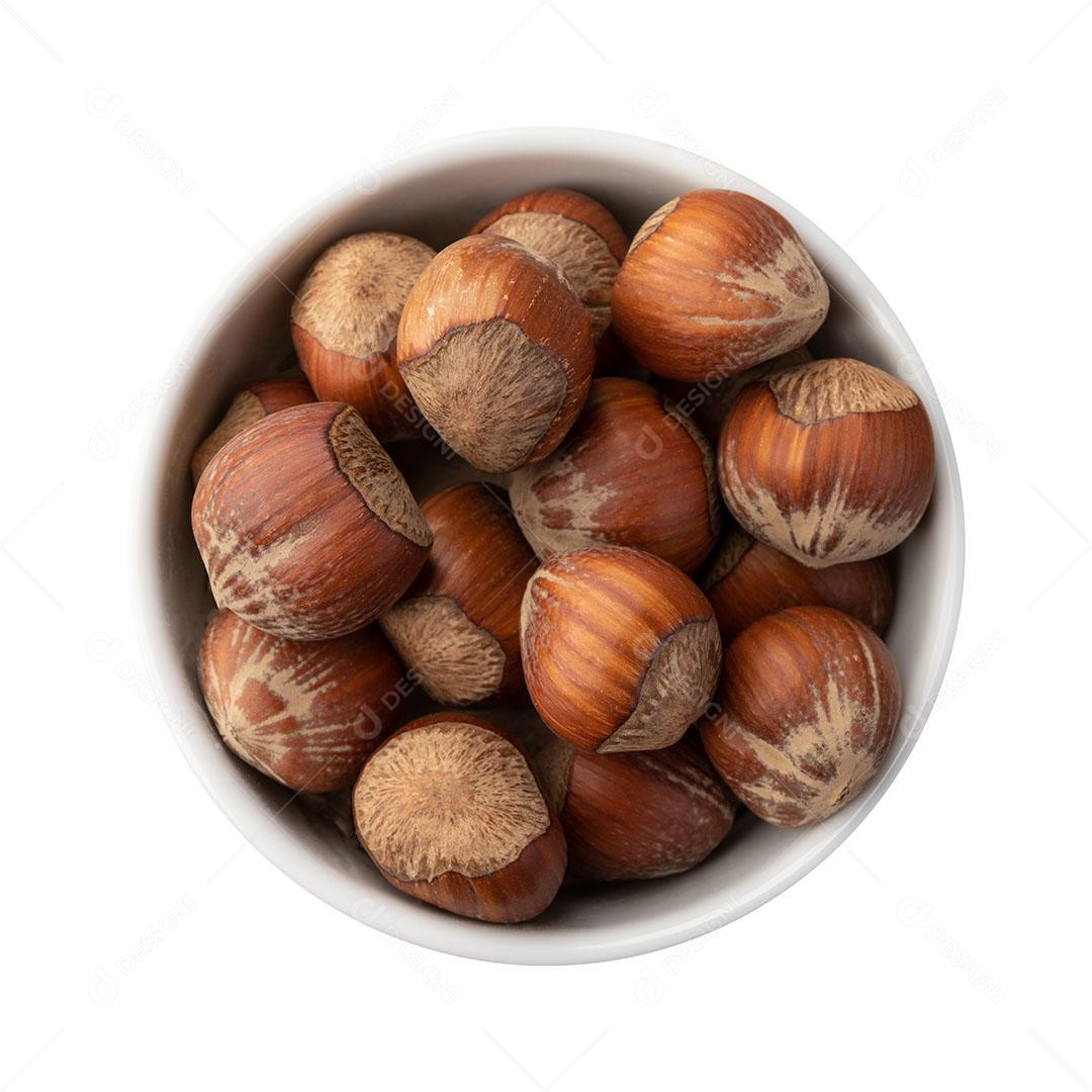 Avelãs Em Uma Tigela Isolada Sobre Fundo Branco Imagem JPG