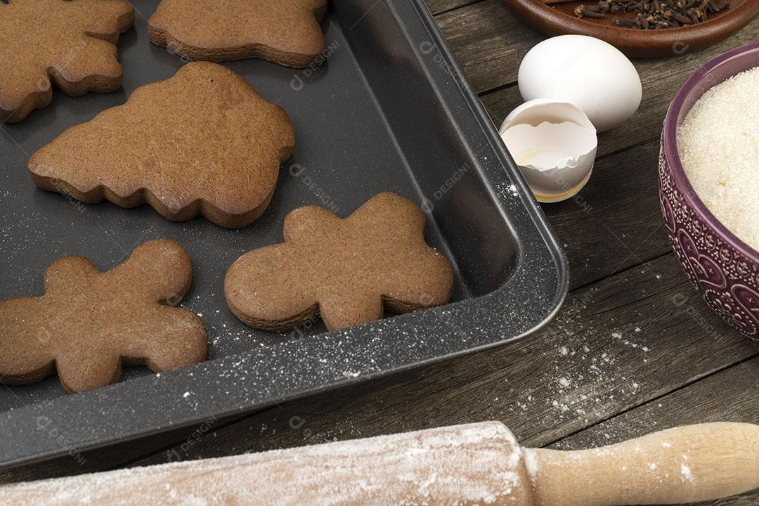 Foto Floco Neve Natal Tradicional Pão Mel Isolado Fundo Branco Imagem JPG