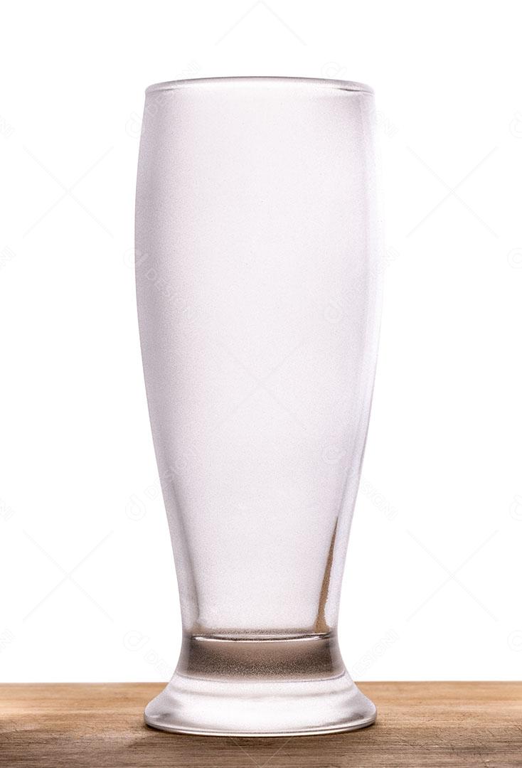 Foto Copo Vidro Congelado Mesa Madeira Isolado Imagem JPG