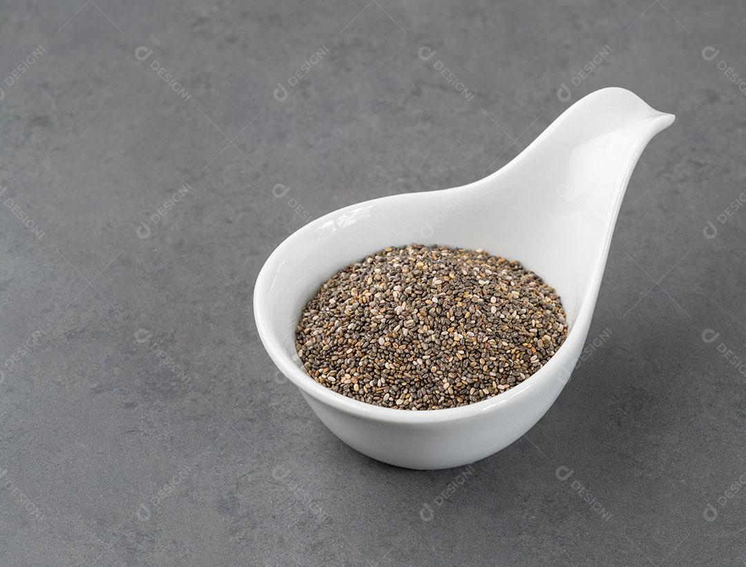 Foto Sementes Chia Sobre Fundo Pedra Imagem JPG