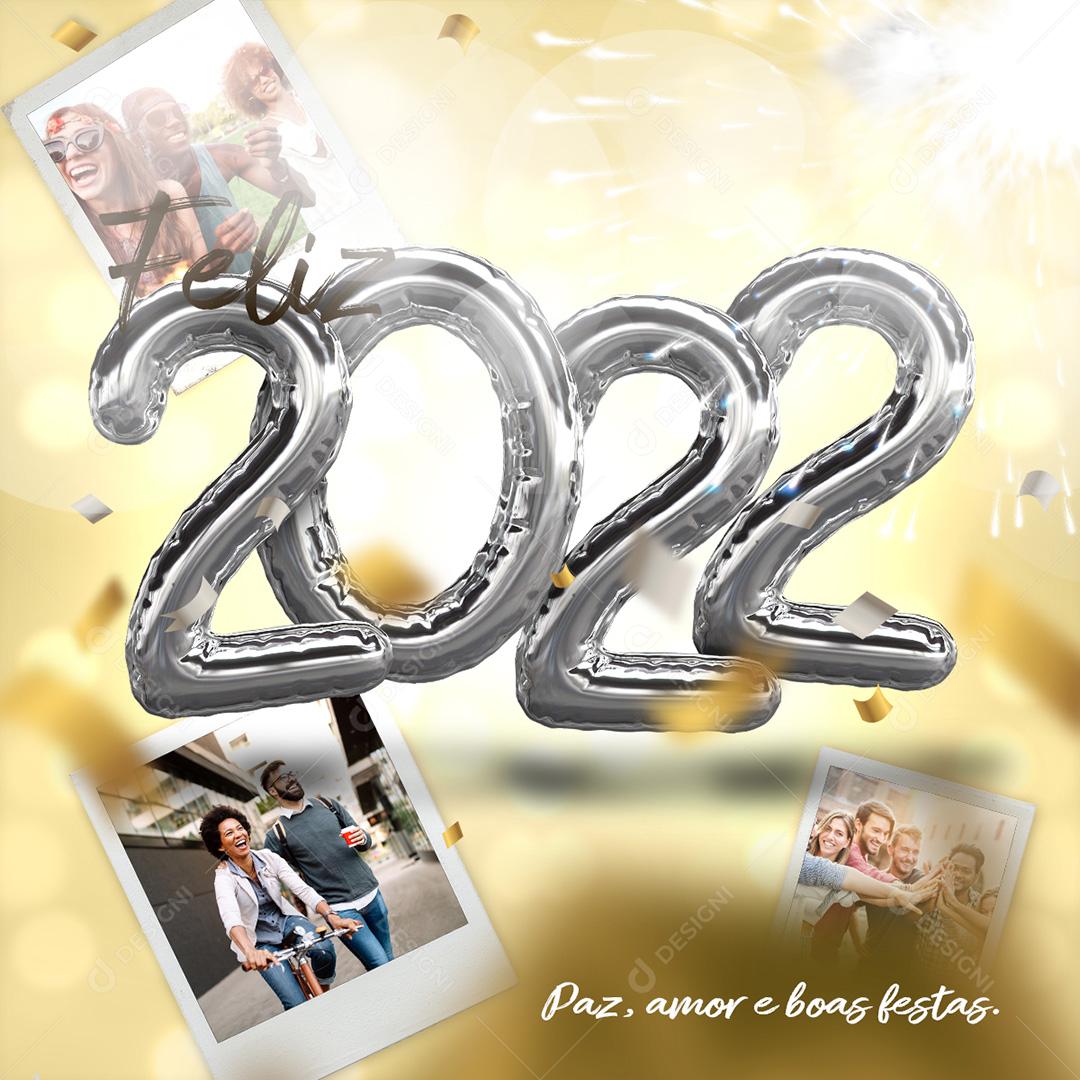 Post Ano Novo Feliz 2022 Social Media PSD Editável