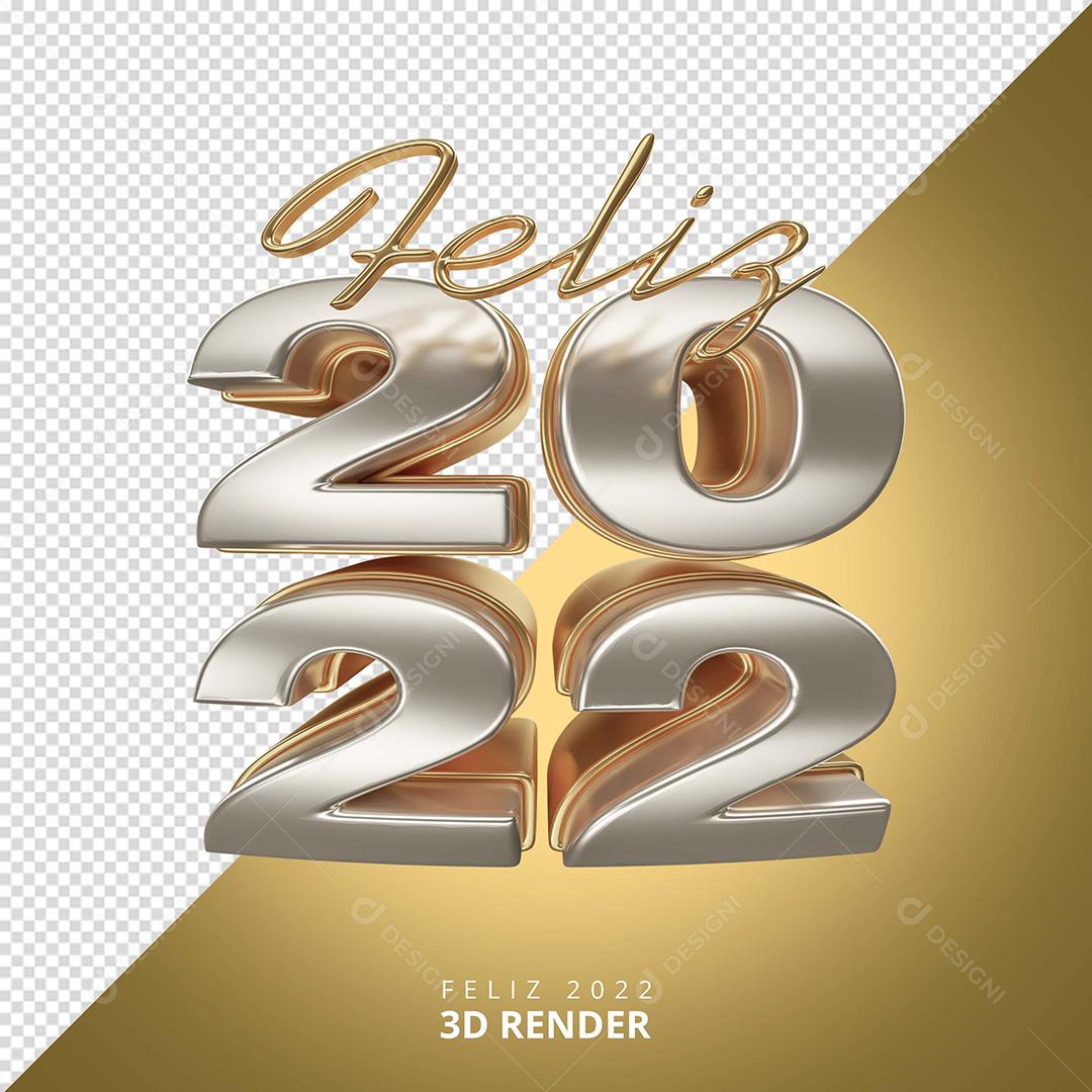 Elementos 3D Para Composição Feliz 2022 Ano Novo PNG Transparente Sem Fundo