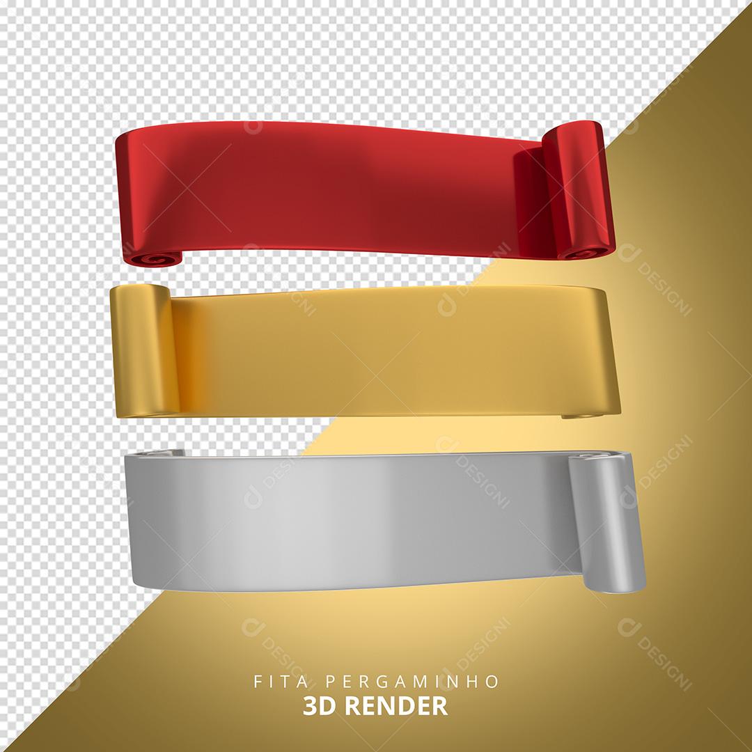 Elemento 3D Para Composição Fitas Natalinas PNG Transparente Sem Fundo