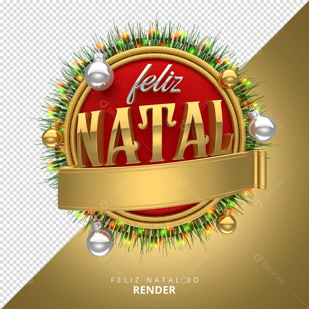 Selo 3D Para Composição Feliz Natal PNG Transparente Sem Fundo