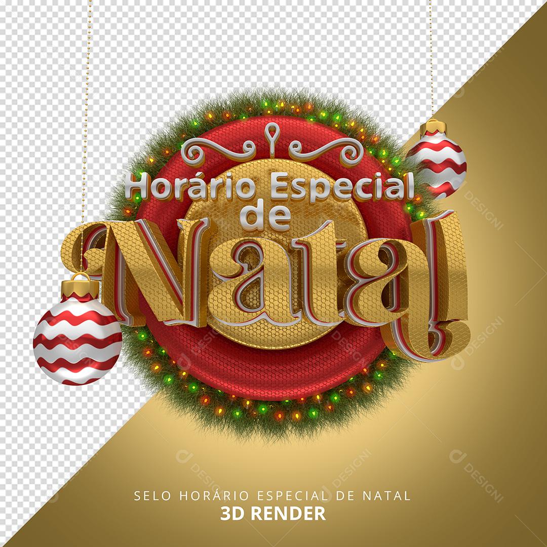 Selo 3D Para Composição Horário Especial De Natal PNG Transparente Sem Fundo