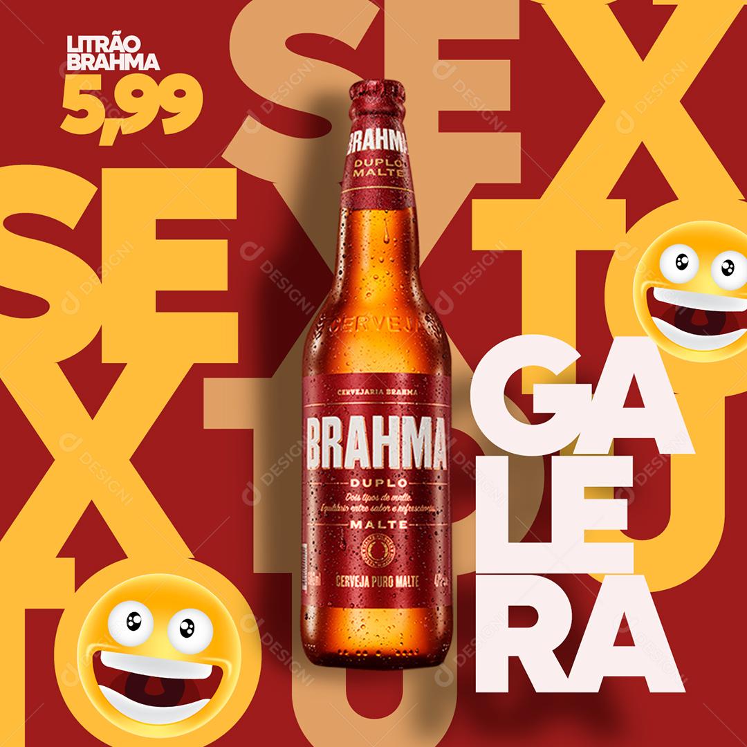 Bebidas Sextou Galera Brahma Duplo Malte Garrafa Social Media PSD Editável