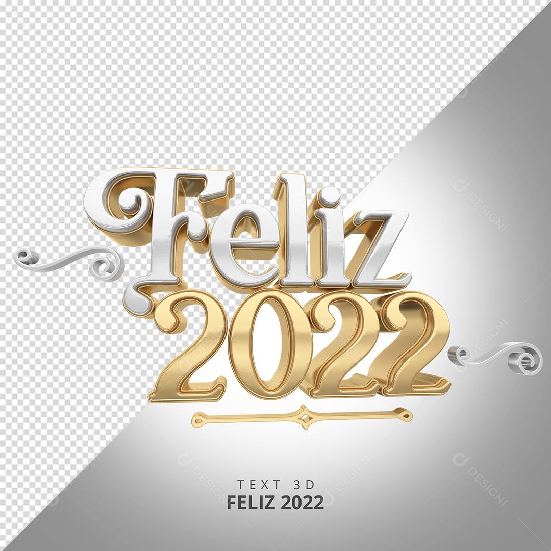 Texto 3D Feliz 2022 PNG Transparente Sem Fundo