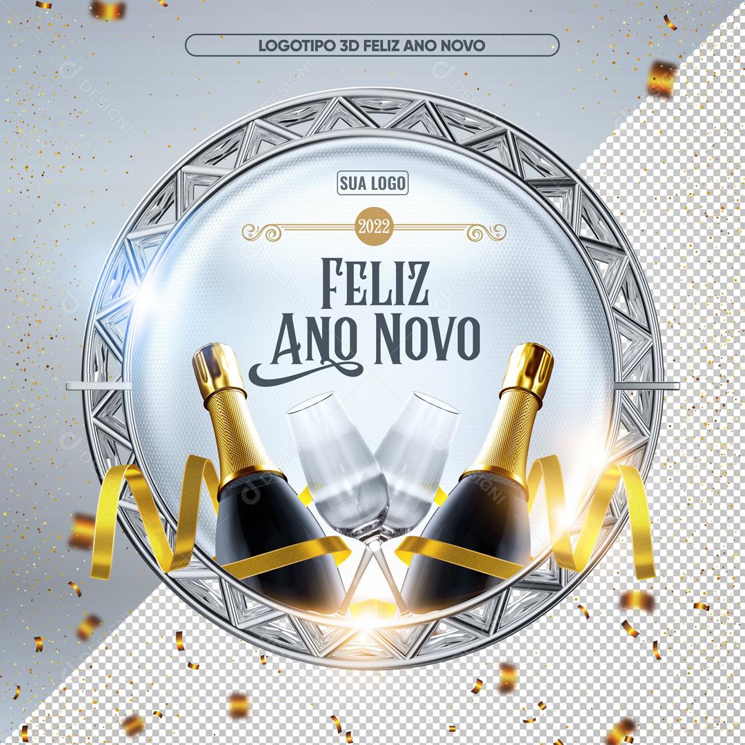 Selo 3D Para Composição Feliz Ano Novo Social Media PSD Editável