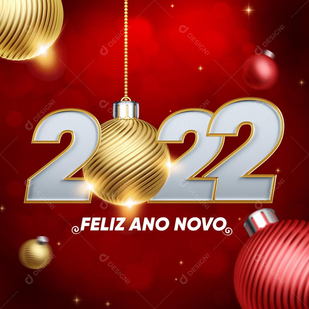 Texto 3D Para Composição Feliz Ano Novo 2022 PSD Editável