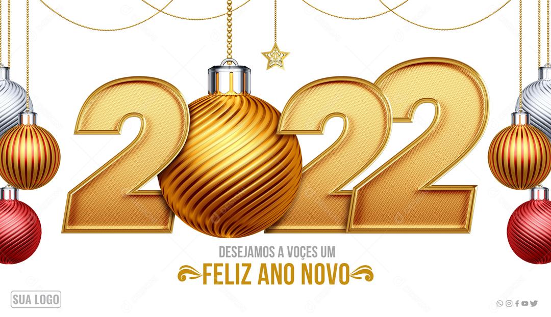 Texto 3D Para Composição Feliz 2022 PSD Editável