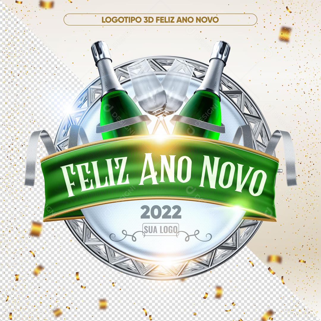 Selo 3D Para Composição Feliz Ano Novo Social Media PSD Editável
