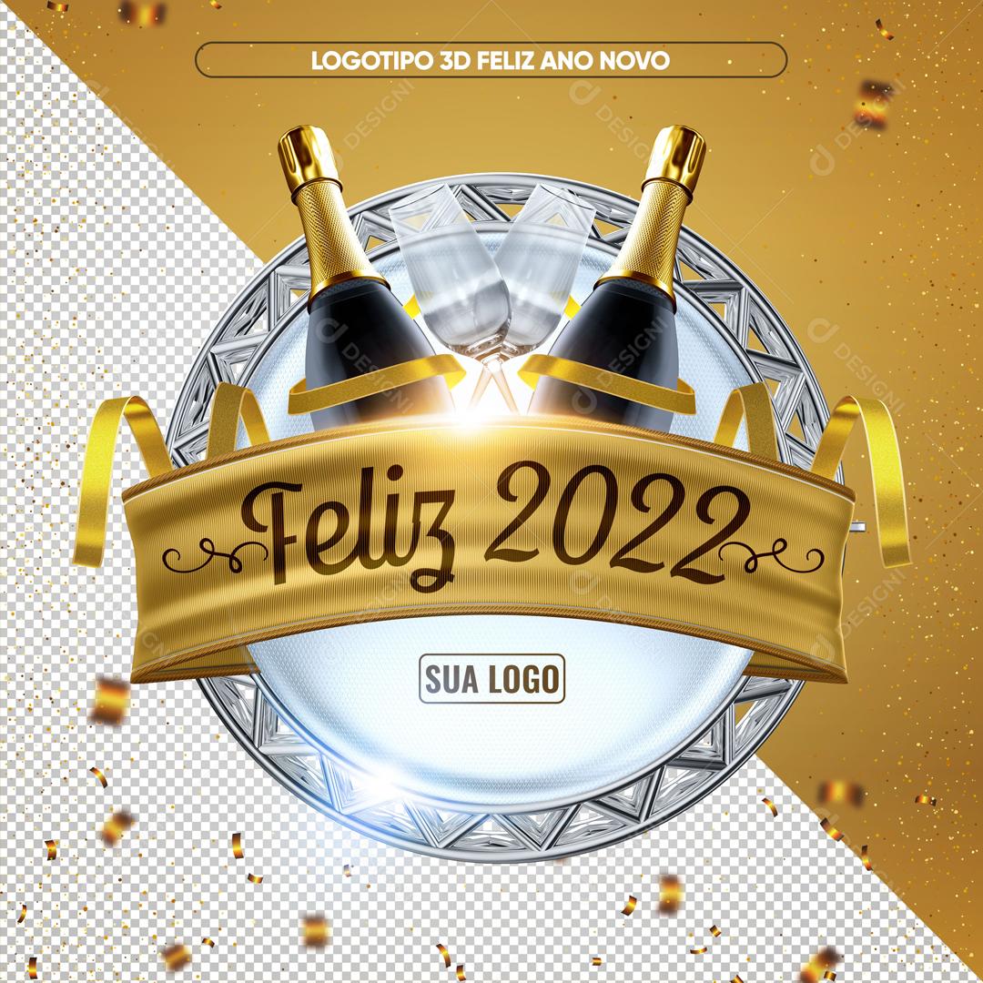 Selo 3D Para Composição Feliz Ano Novo Social Media PSD Editável