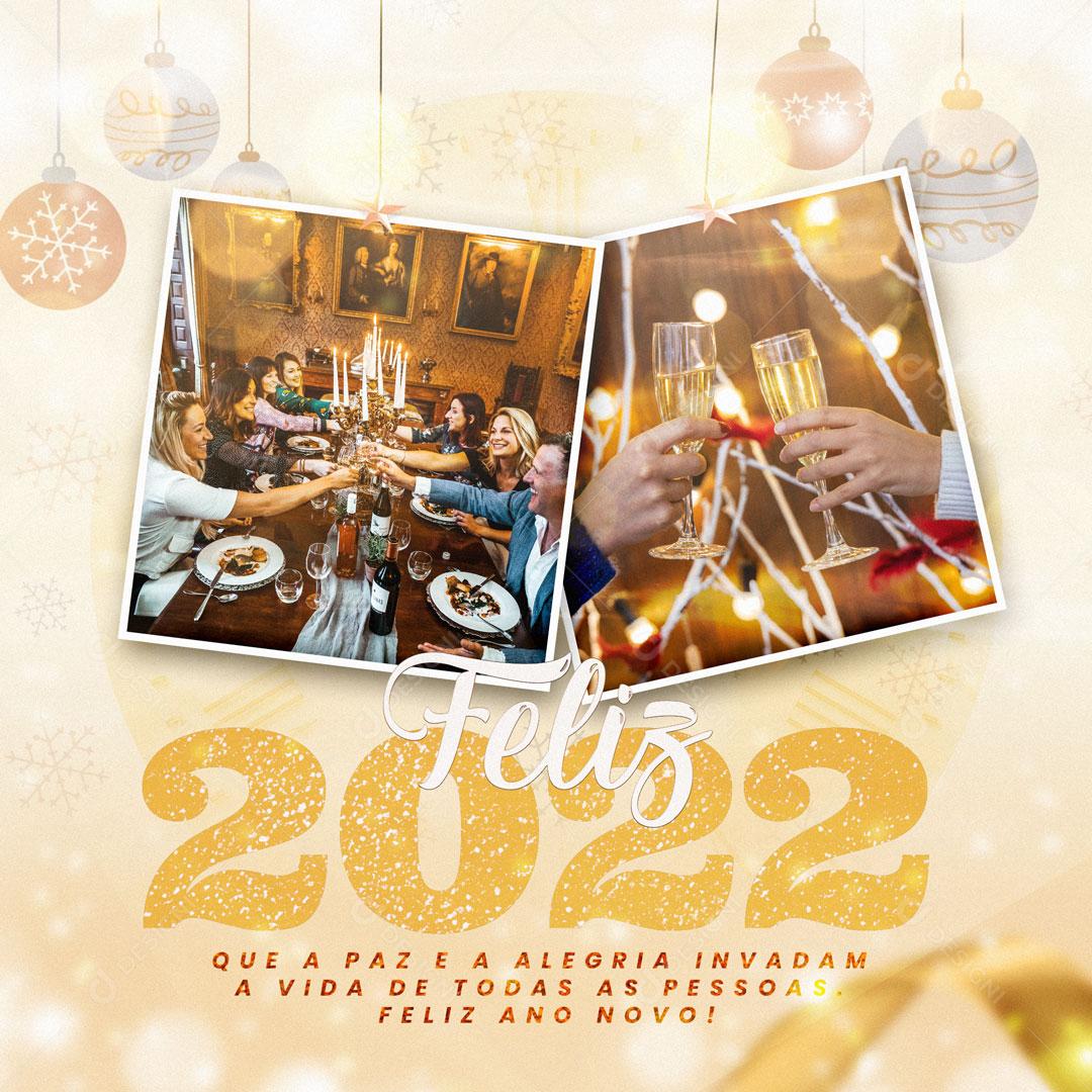 Social Media Feliz Ano Novo 2022 Família Festa PSD Editável
