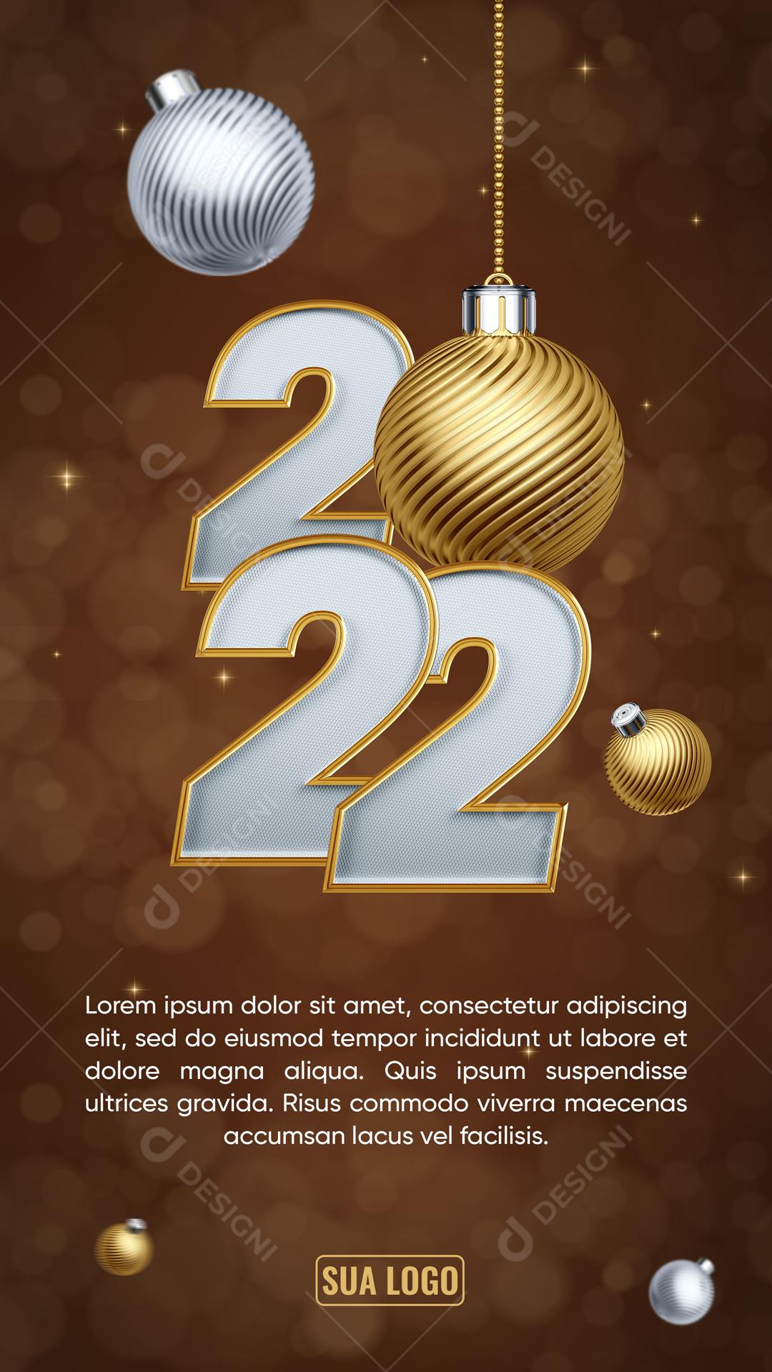 Feliz Ano Novo 2022 Boas Festas Social Media PSD Editável