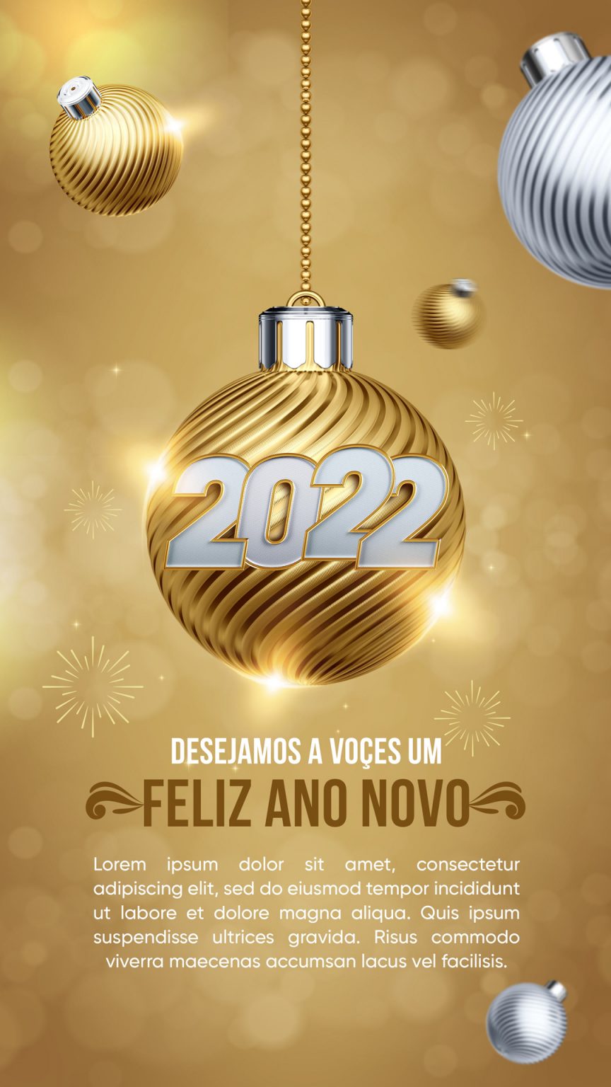 Feliz Ano Novo 2022 Boas Festas Social Media PSD Editável