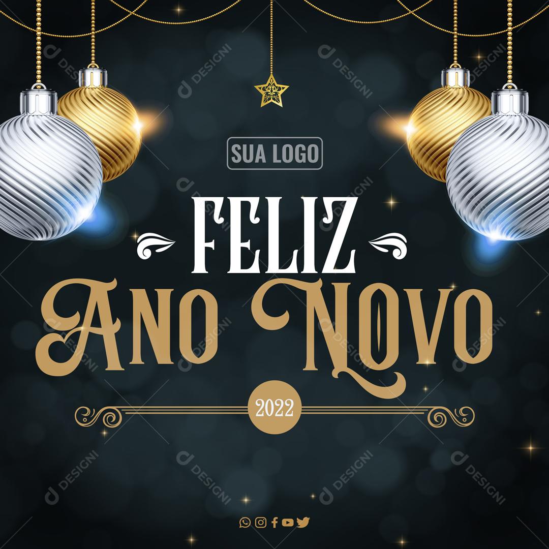 Feliz Ano Novo 2022 Boas Festas Social Media PSD Editável