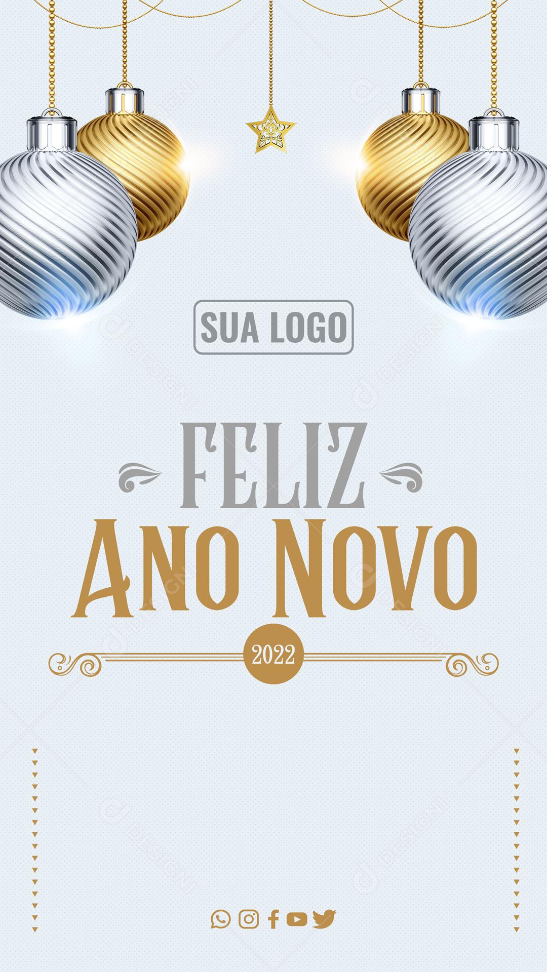 Feliz Ano Novo 2022 Social Media PSD Editável