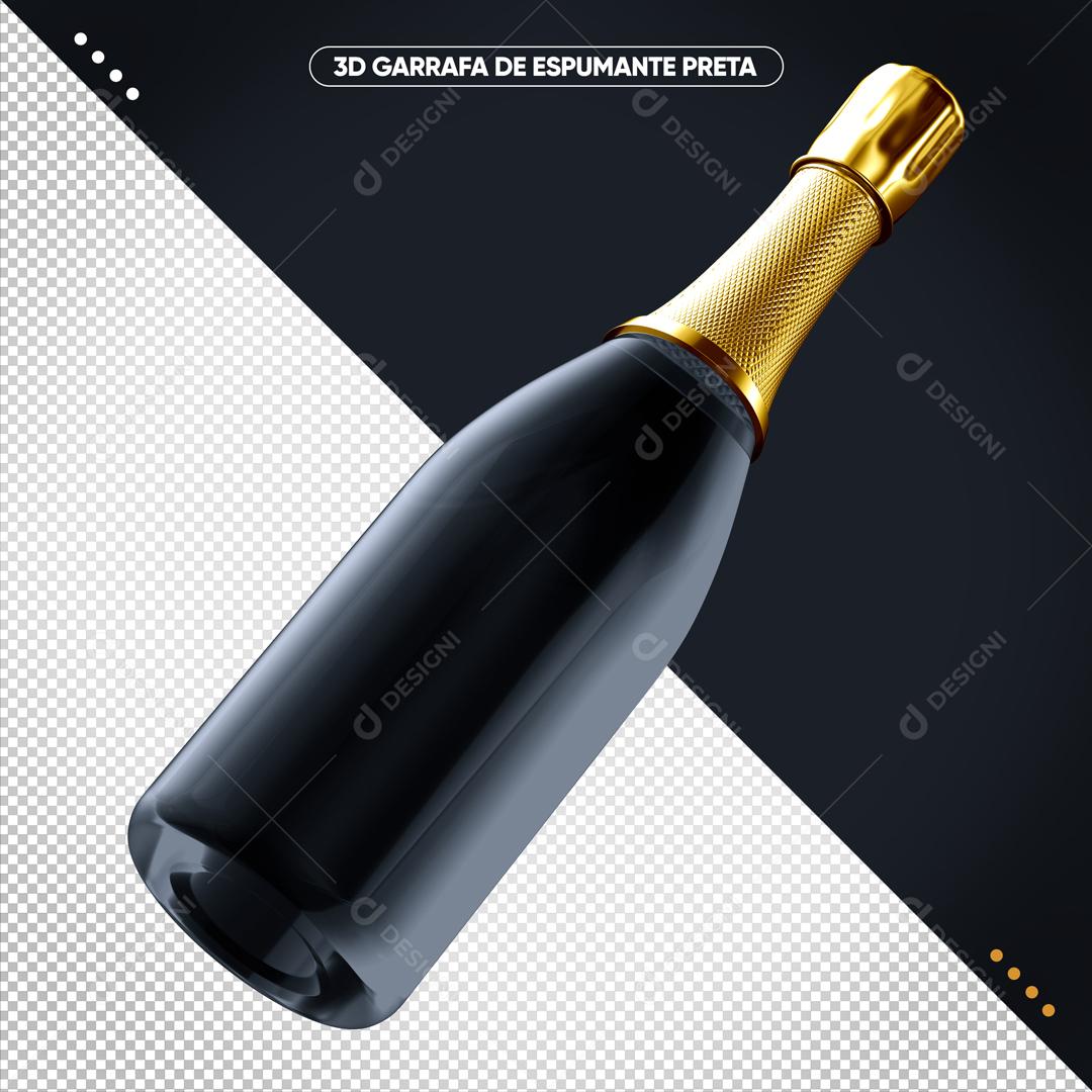 Elemento 3D Para Composição Garrafa De Vinho E De Champagne PSD Editável