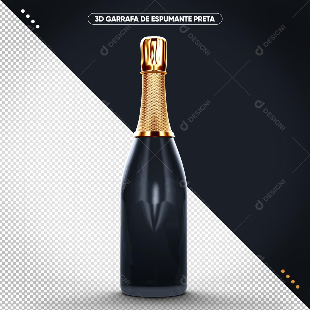 Elemento 3D Para Composição Garrafa De Vinho E De Champagne PSD Editável