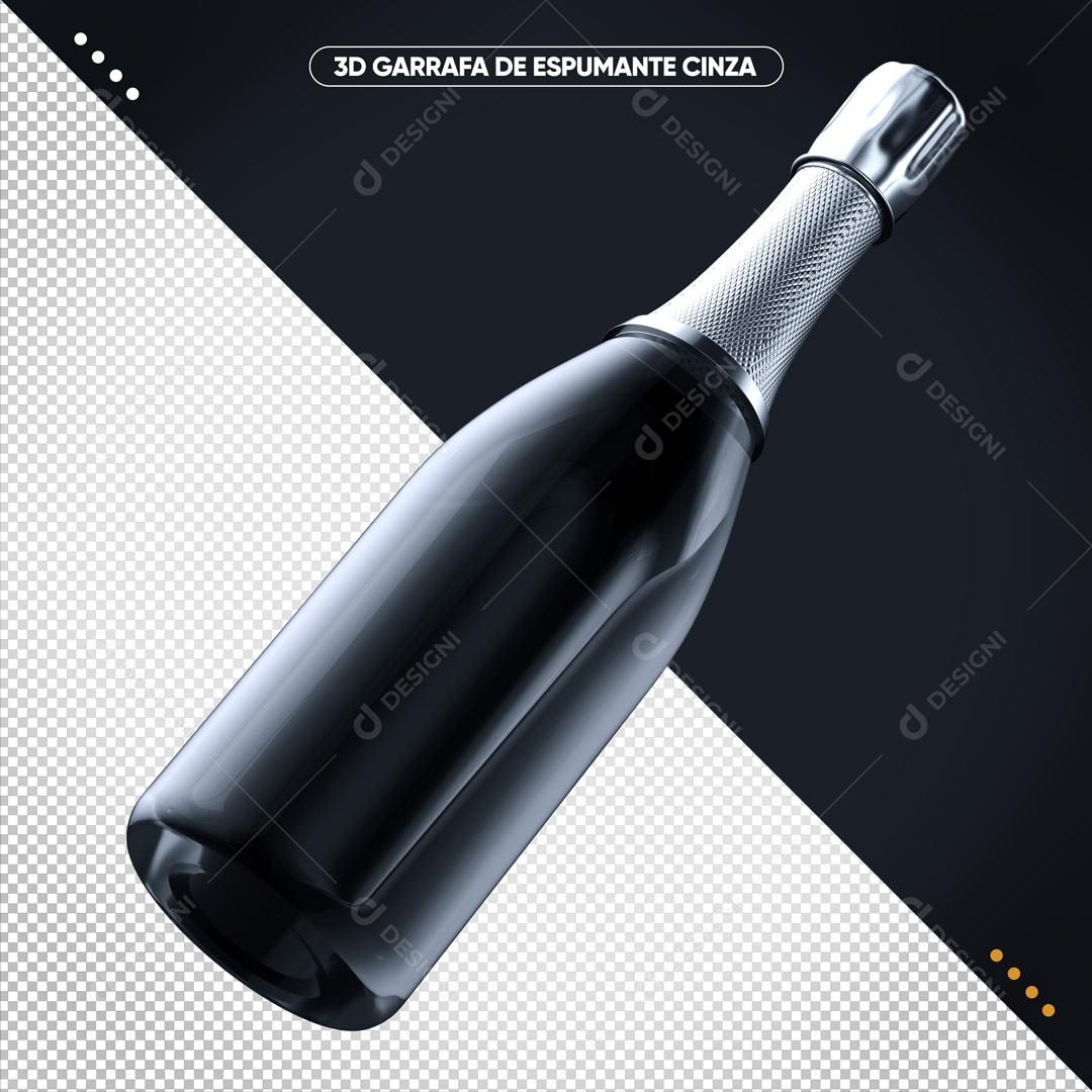 Elemento 3D Para Composição Garrafa De Vinho E De Champagne PSD Editável