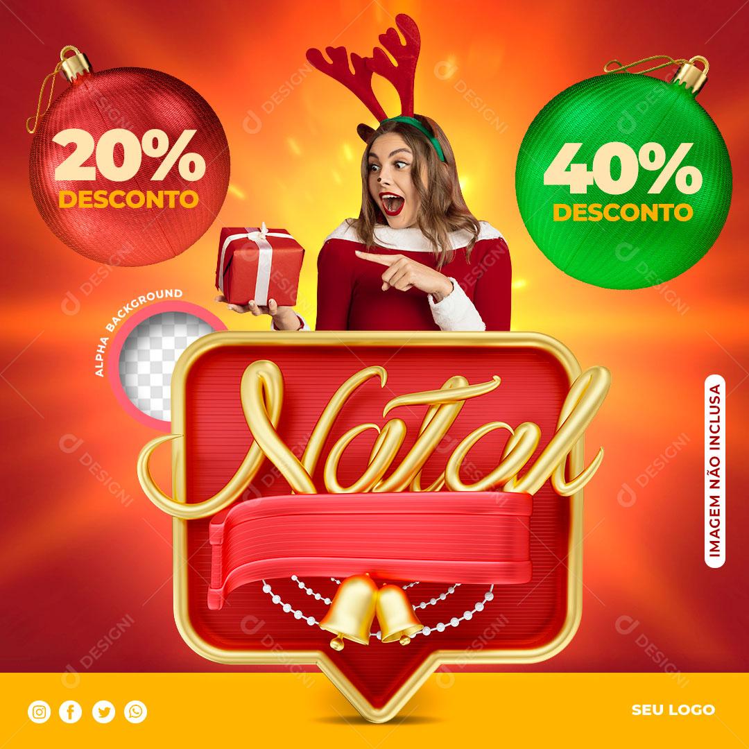 Post Feed Natal Ofertas Descontos Promoção Presentes Social Media PSD Editável