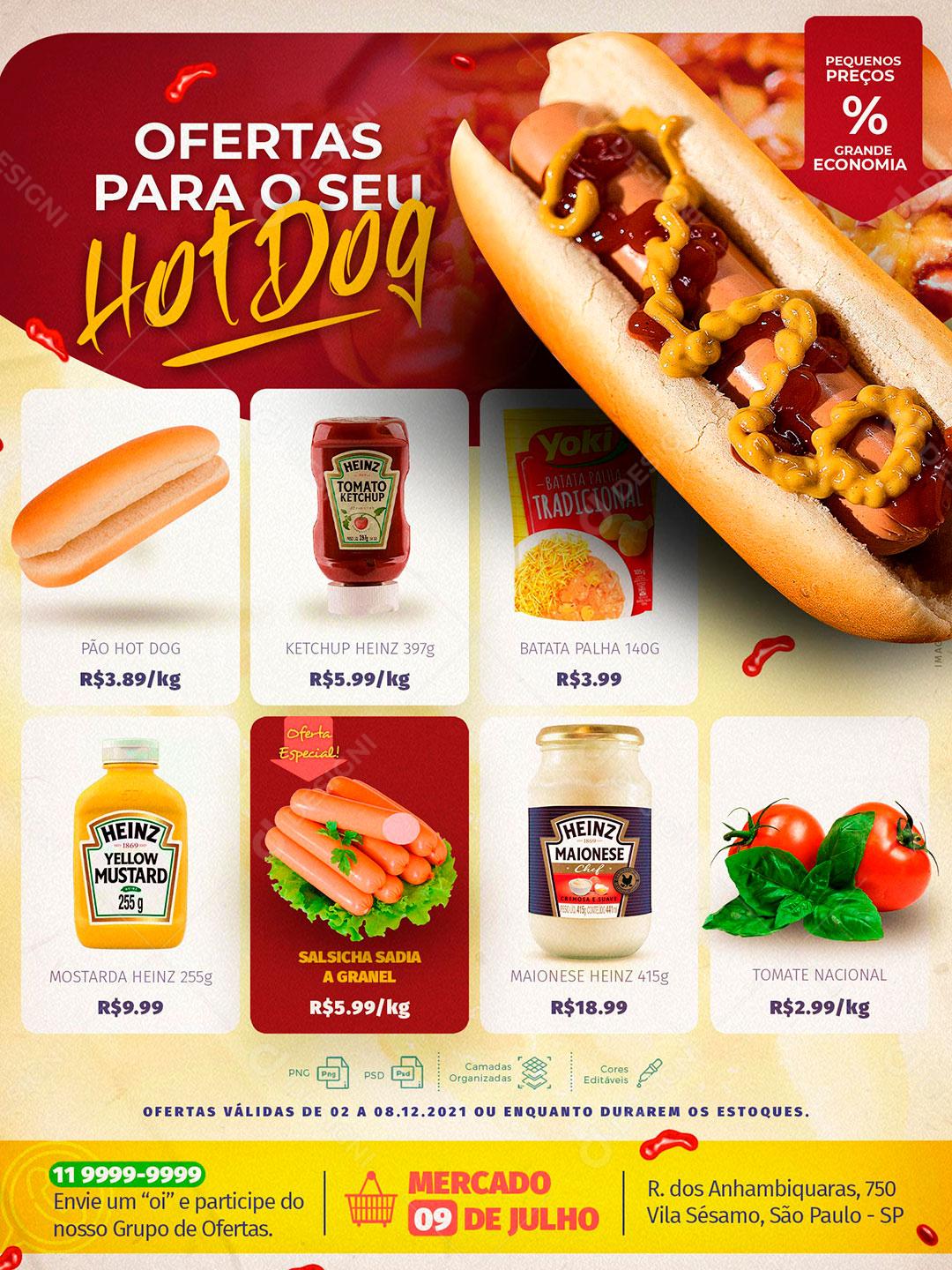 Social Media Template Insert Offer for Your Hot Dog Editable PSD