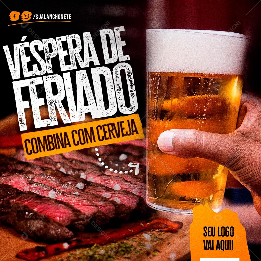 Social Media Véspera de Feriado Combina Com Cerveja PSD Editável