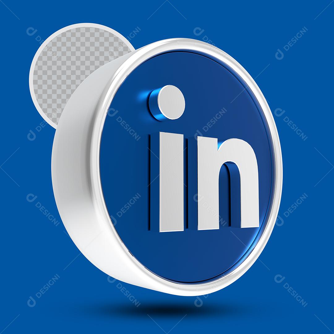 Ícone 3D Linkedin Azul Elemento Para Composição PNG Transparente