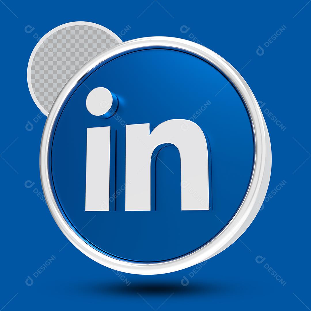 Ícone 3D Linkedin Azul Elemento Para Composição PNG Transparente