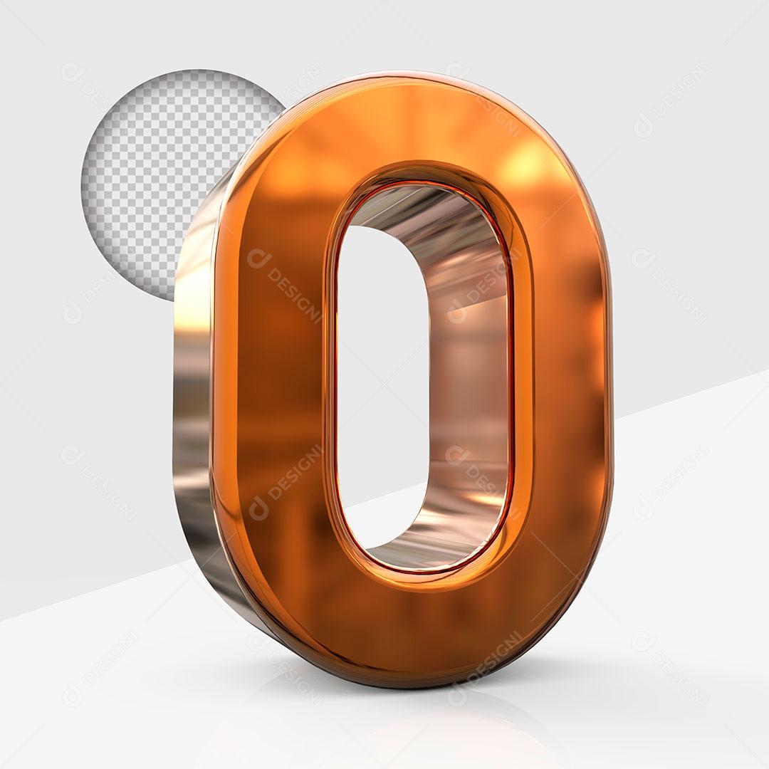 Número 0 Dourado Elemento 3D Para Composição PNG Transparente