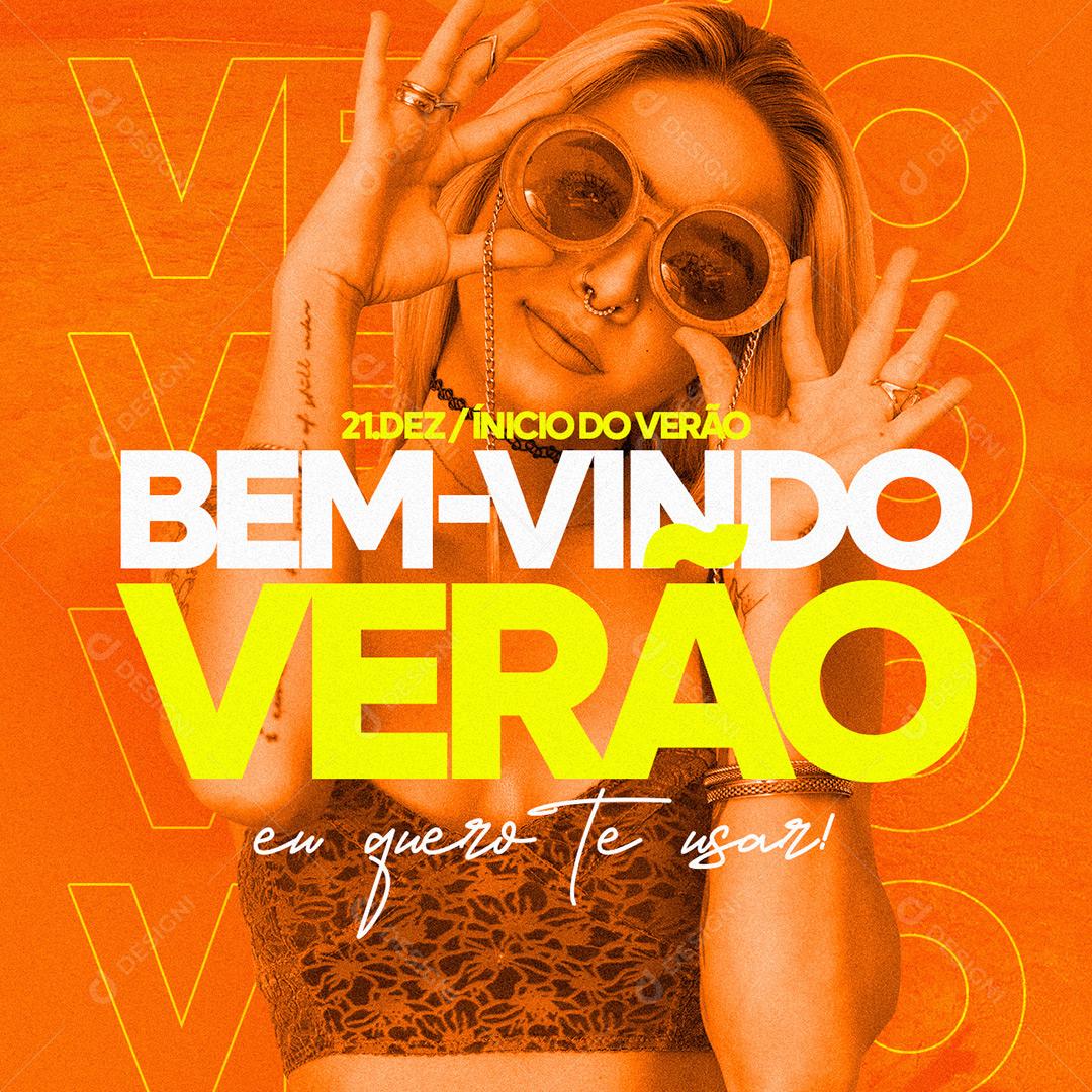 Social Media Bem Vindo Verão Eu Quero Te Usar PSD Editável