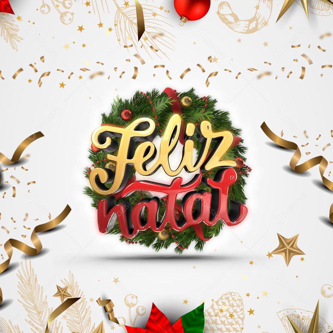 Feliz Natal Selo 3D Para Composição PSD Editável