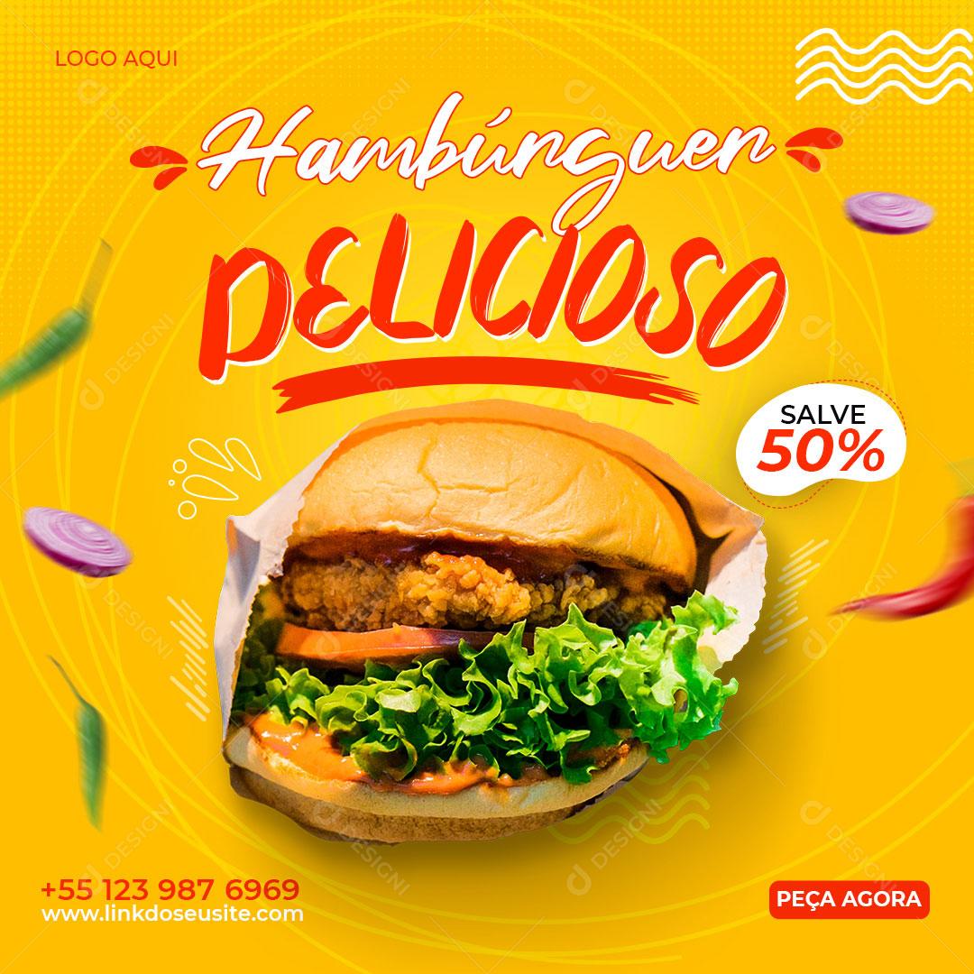 Social Media Hamburgueria Delicioso Burguer PSD Editável