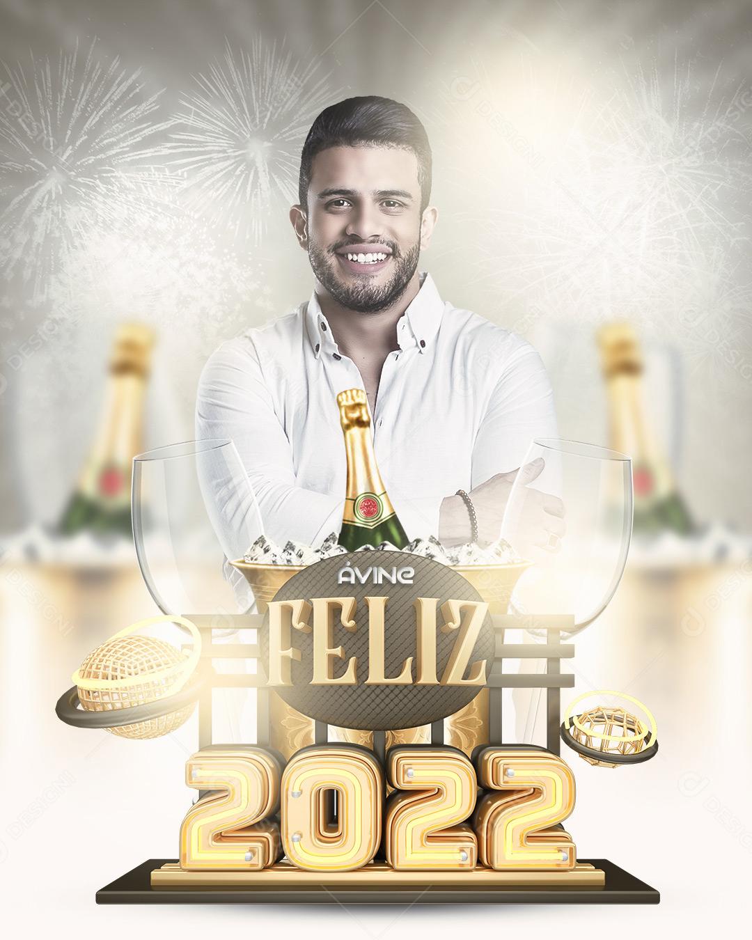 Social Media Flyer Avine Feliz 2022 PSD Editável
