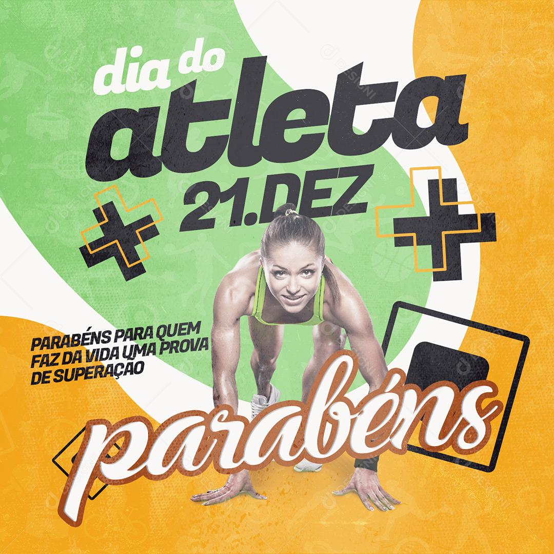 Dia Do Atleta 21 Dezembro Parabéns Social Media PSD Editável