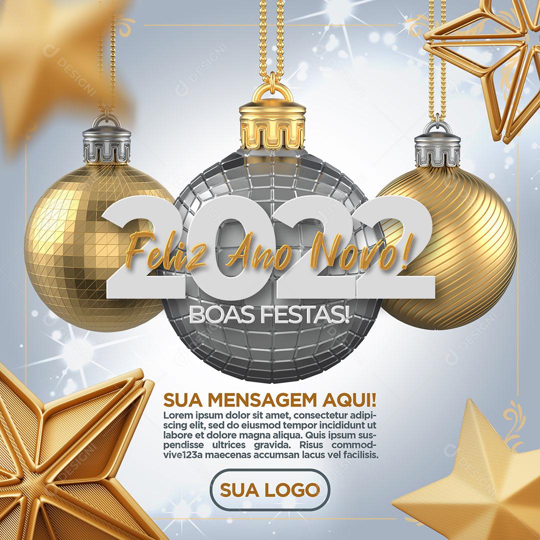 Feliz Ano Novo Boas Festas Social Media PSD Editável