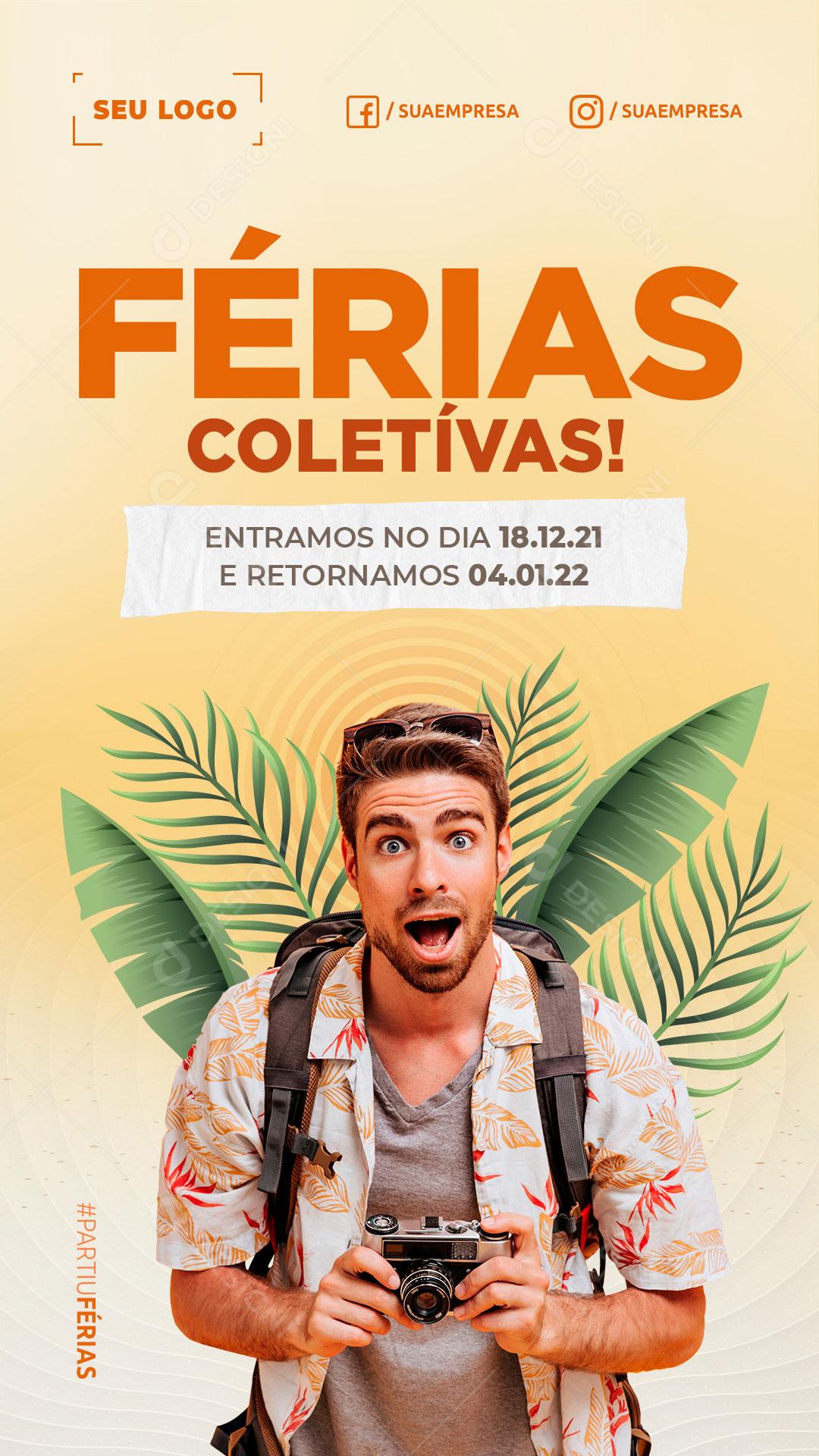Social Media Férias Coletivas Viagem Família Story PSD Editável