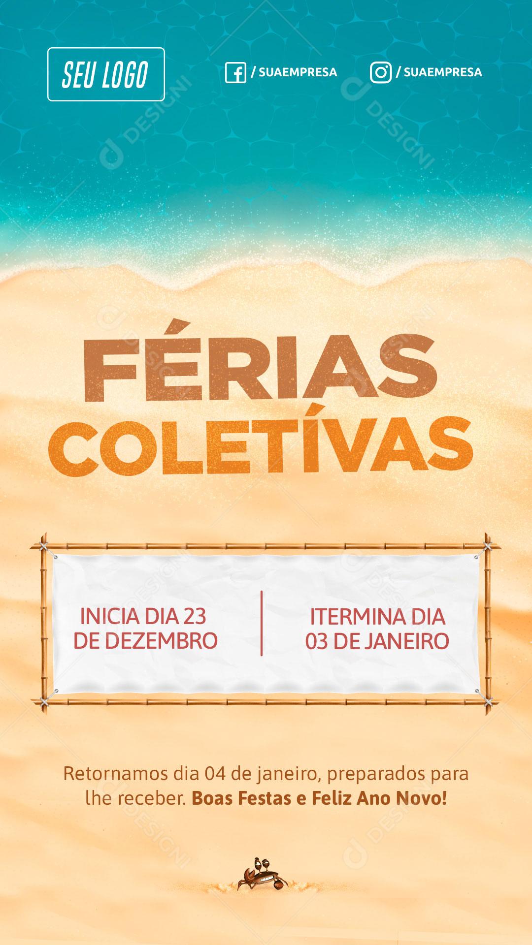 Social Media Férias Coletivas Viagem Família Story PSD Editável