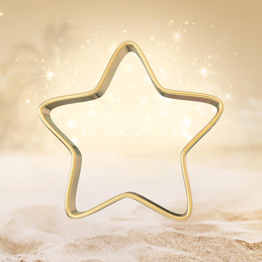 Elemento 3D Estrela Novo Para Composição PSD Editável