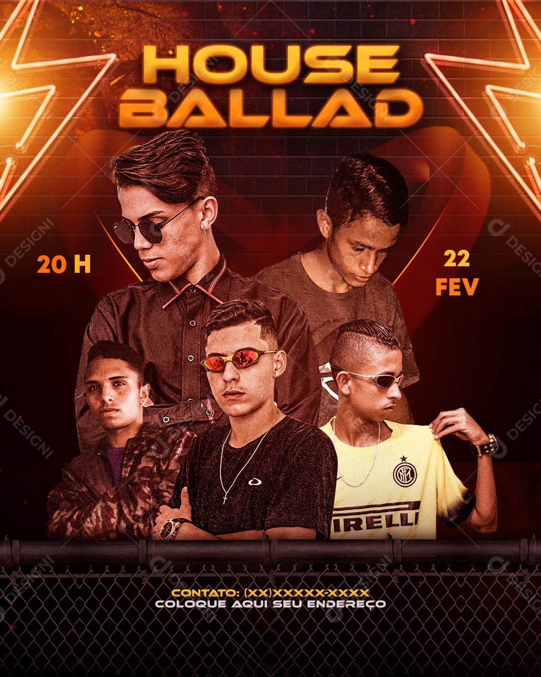 Flyers House Ballad Agenda Social Media PSD Editável