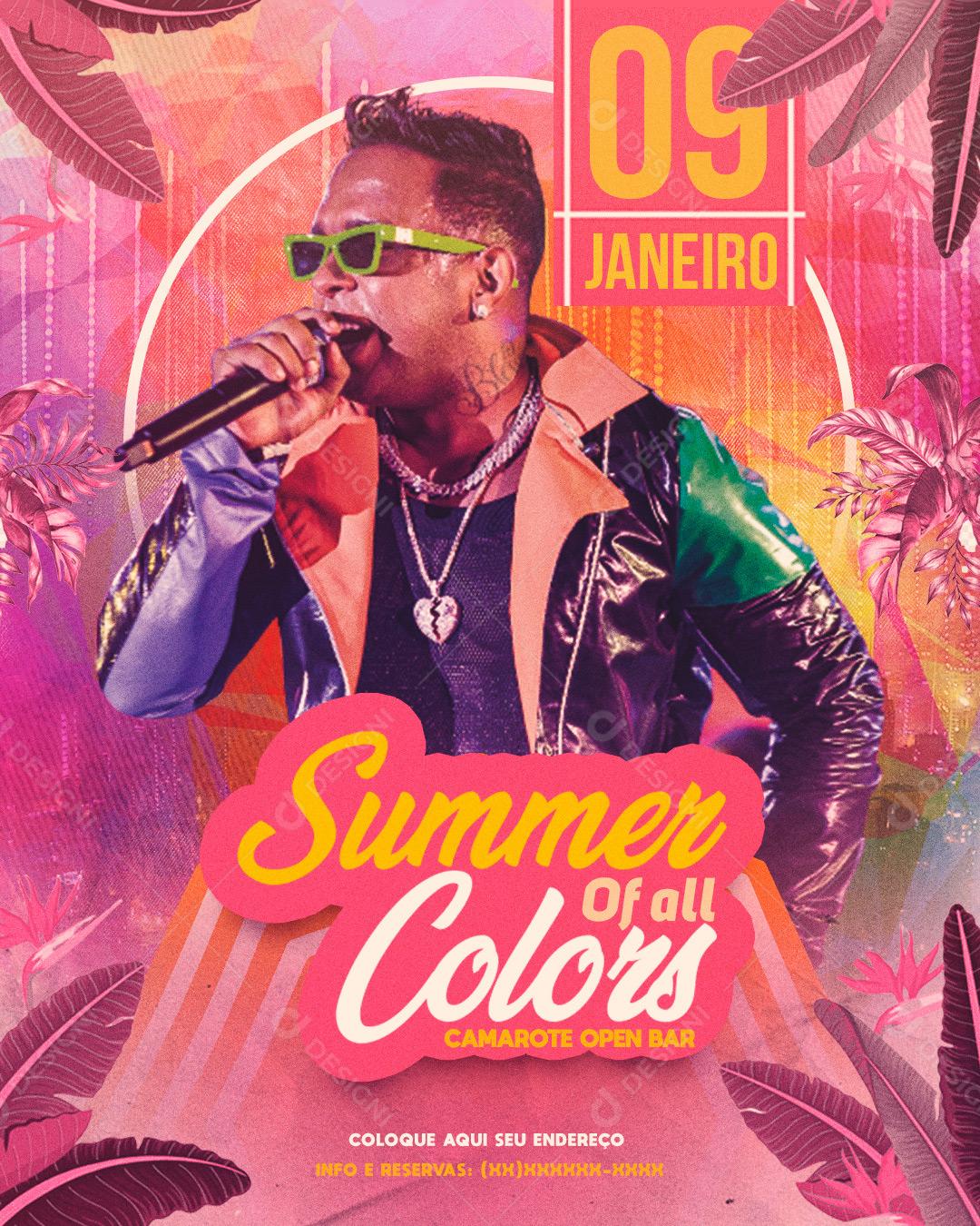 Social Media Flyer Summer Of All Colores Agenda PSD Editável