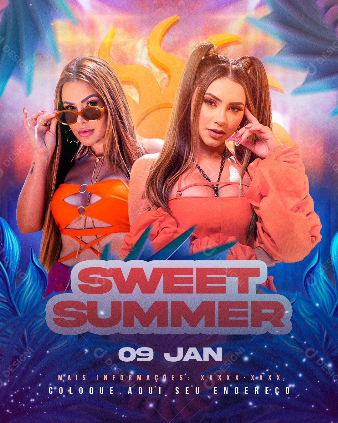 Social Media Flyer Agenda Sweet Summer PSD Editável