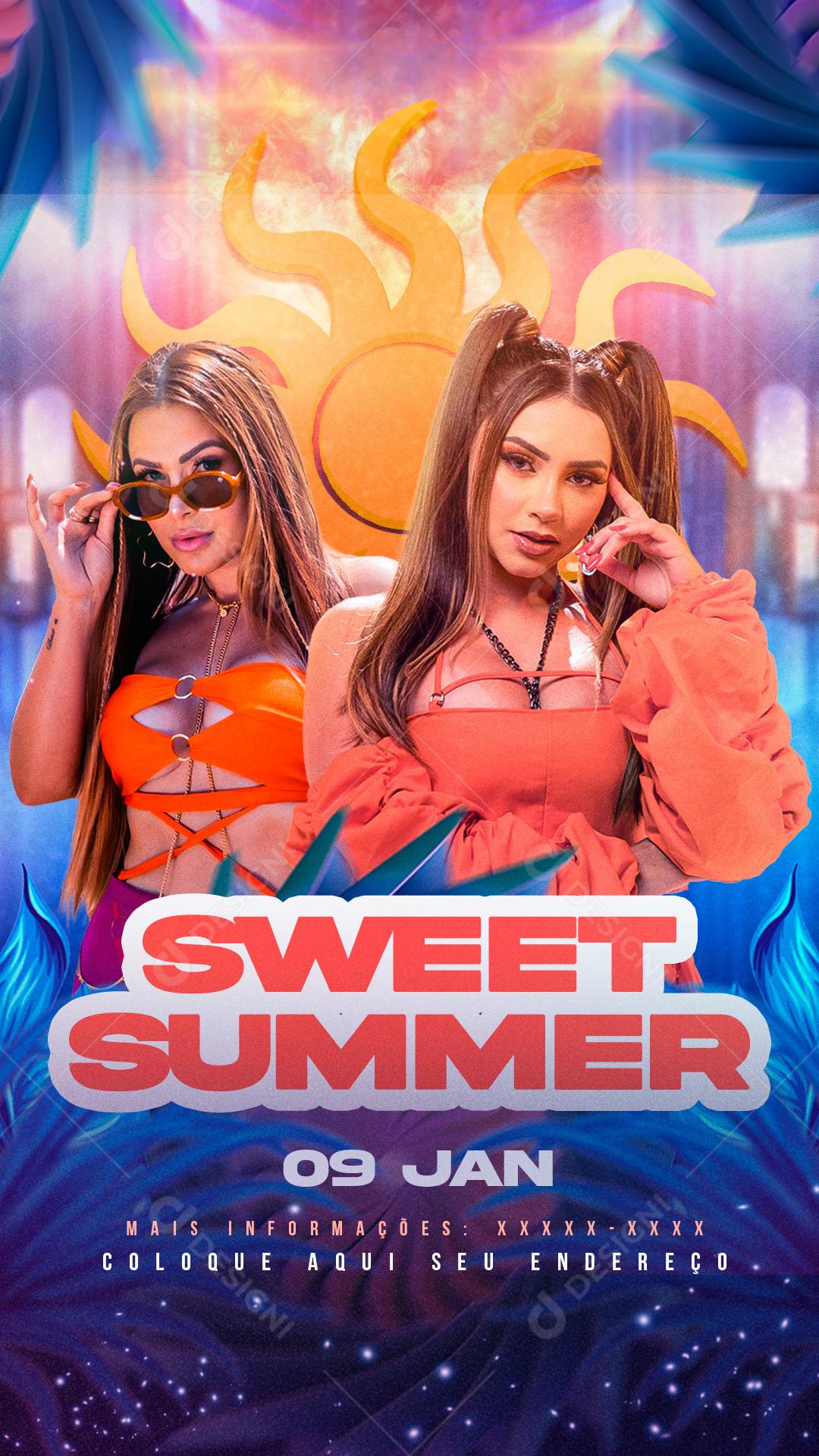 Flyer Sweet Summer Agenda Social Media PSD Editável